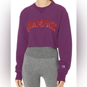 Champion Women's Vintage Wash Reverse Weave Cropped Block Arch size Medium NWT